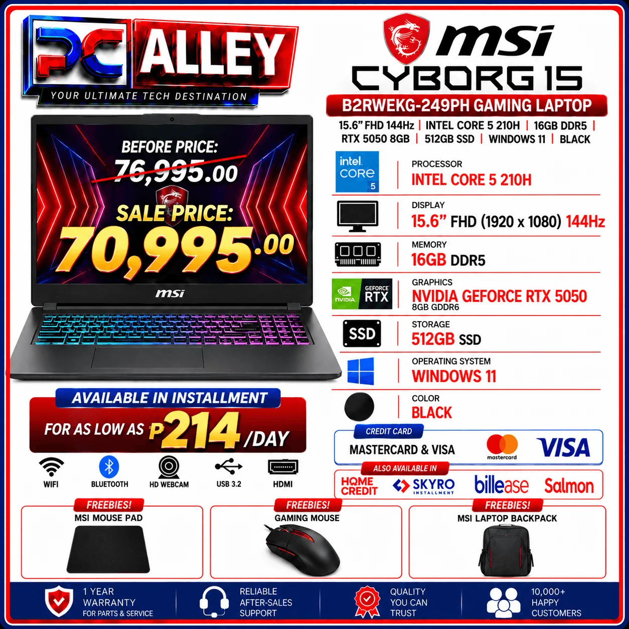 MSI Cyborg 15 B2RWEKG-249PH Gaming Laptop
