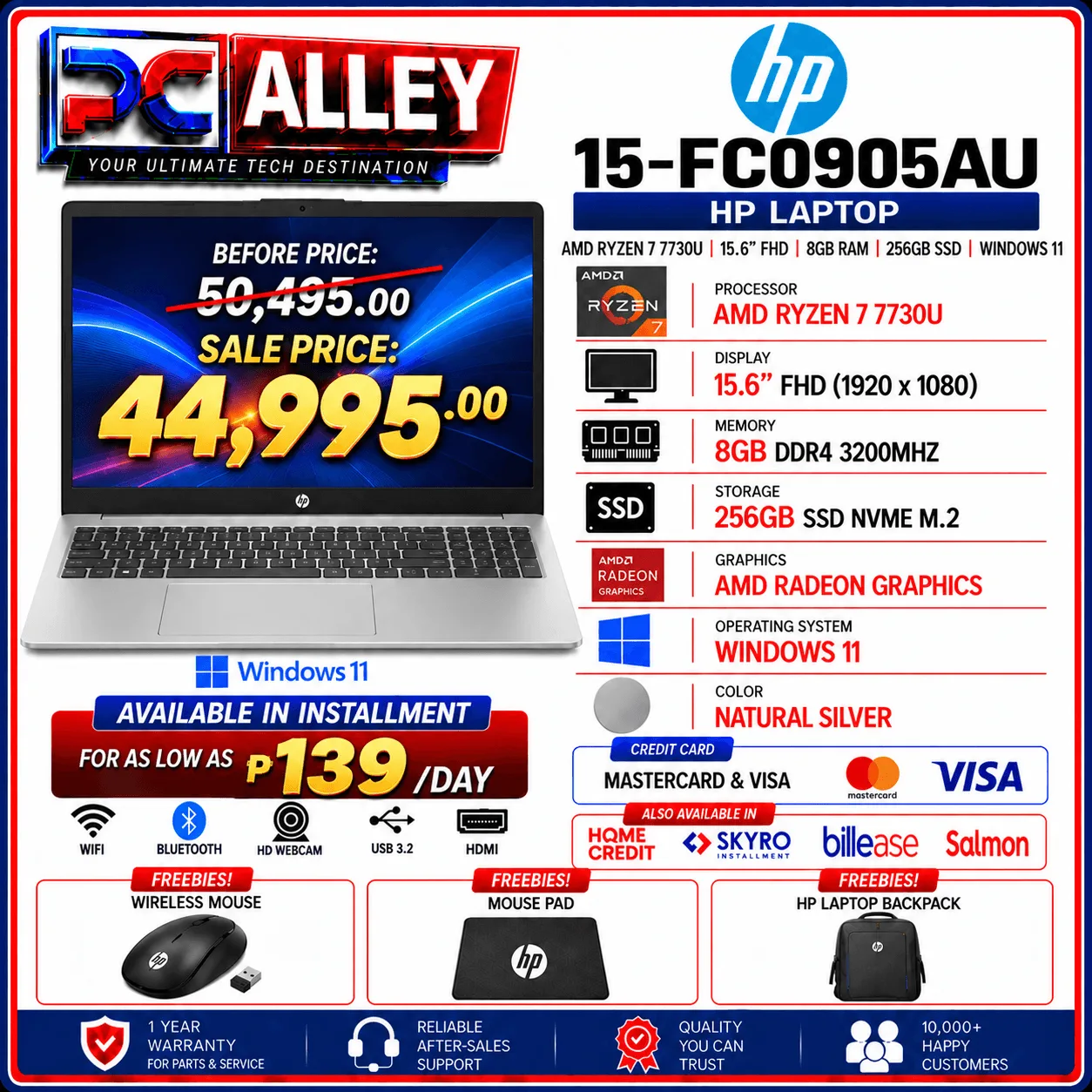 HP 15-FC0905AU Laptop AMD Ryzen 7 7730U