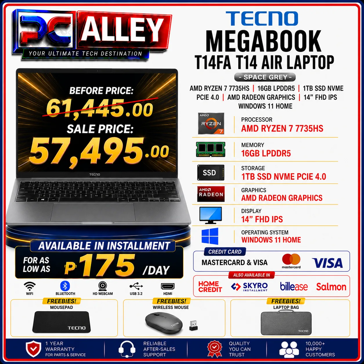 Tecno Megabook T14FA T14 Air Laptop