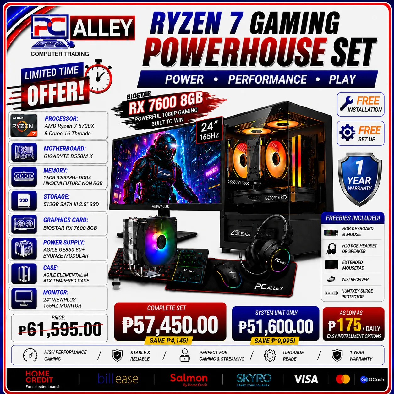 PC Alley Ryzen 7 Gaming Powerhouse – RX 7600 8GB
