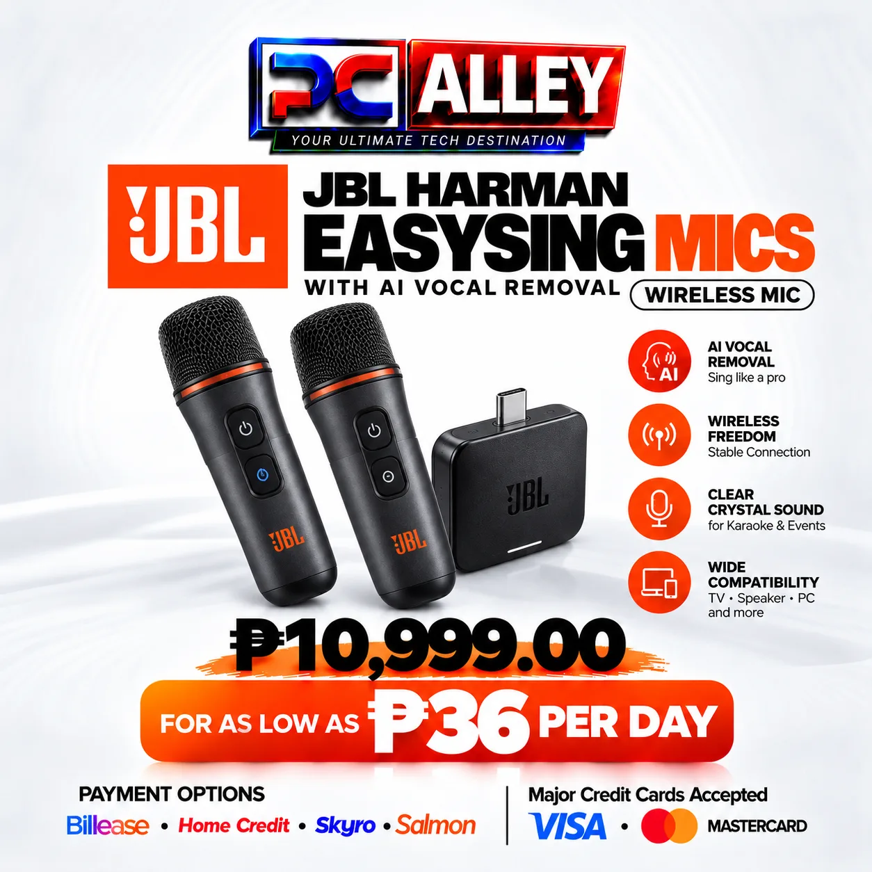 JBL Partybox Easy Sing Wireless Mic w/ Vocal AI Removal