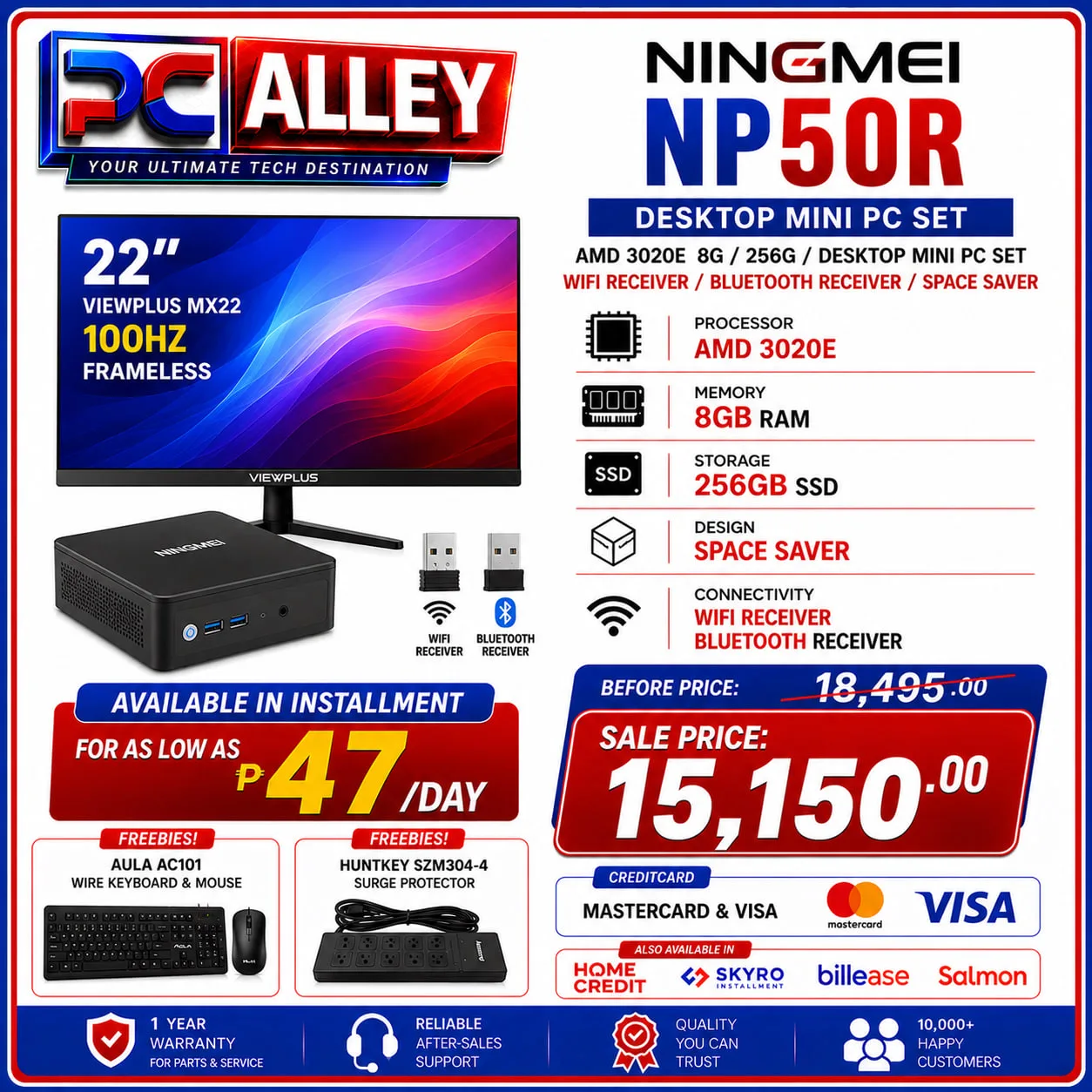 NINGMEI NP50R AMD 3020E Desktop Mini PC Set