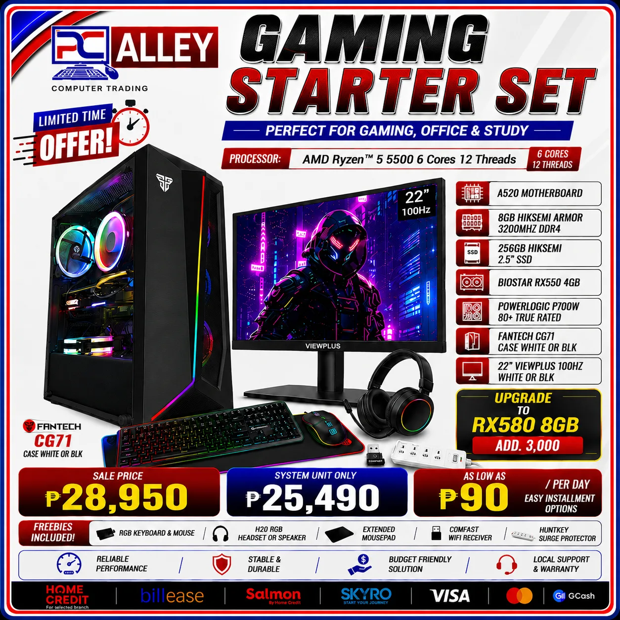 PC Alley Gaming Starter Set – Ryzen 5 5500 with RX 550