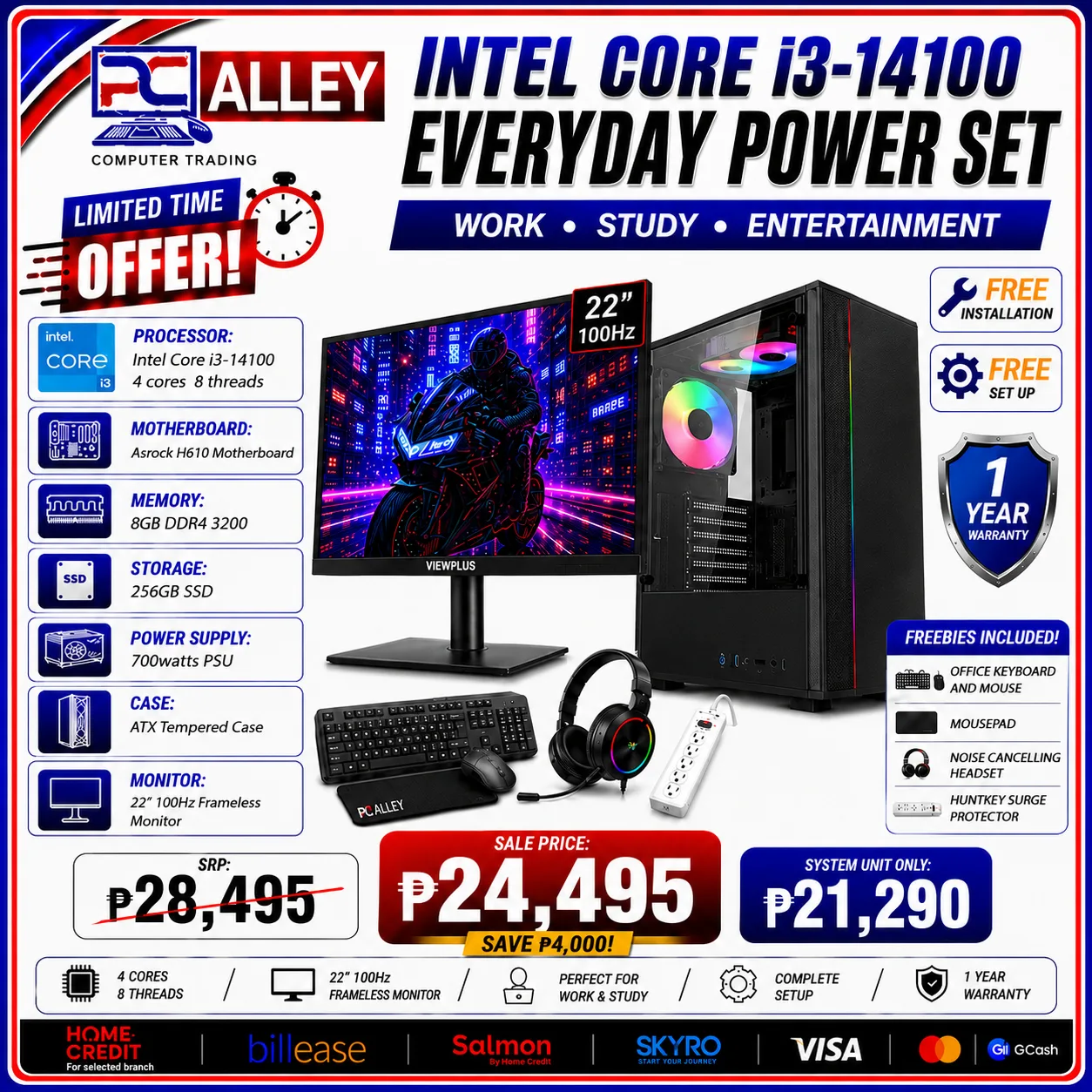 PC Alley Everyday Power Set – Intel Core i3-14100