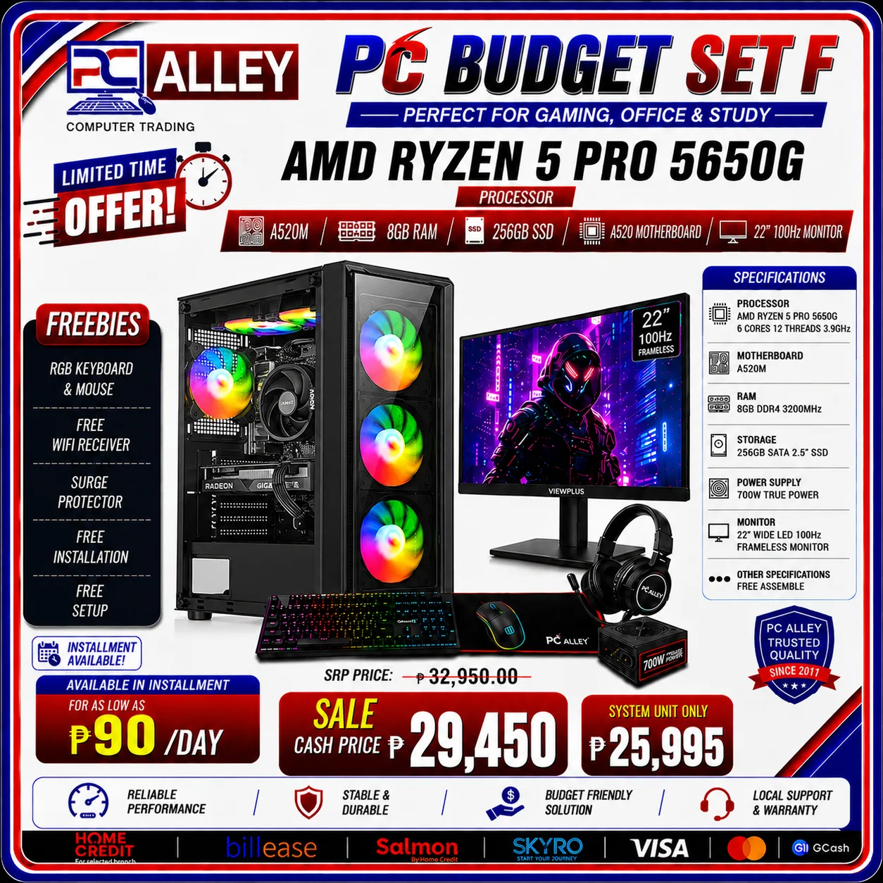 PC Alley Budget Set F – AMD Ryzen 5 PRO 5650G