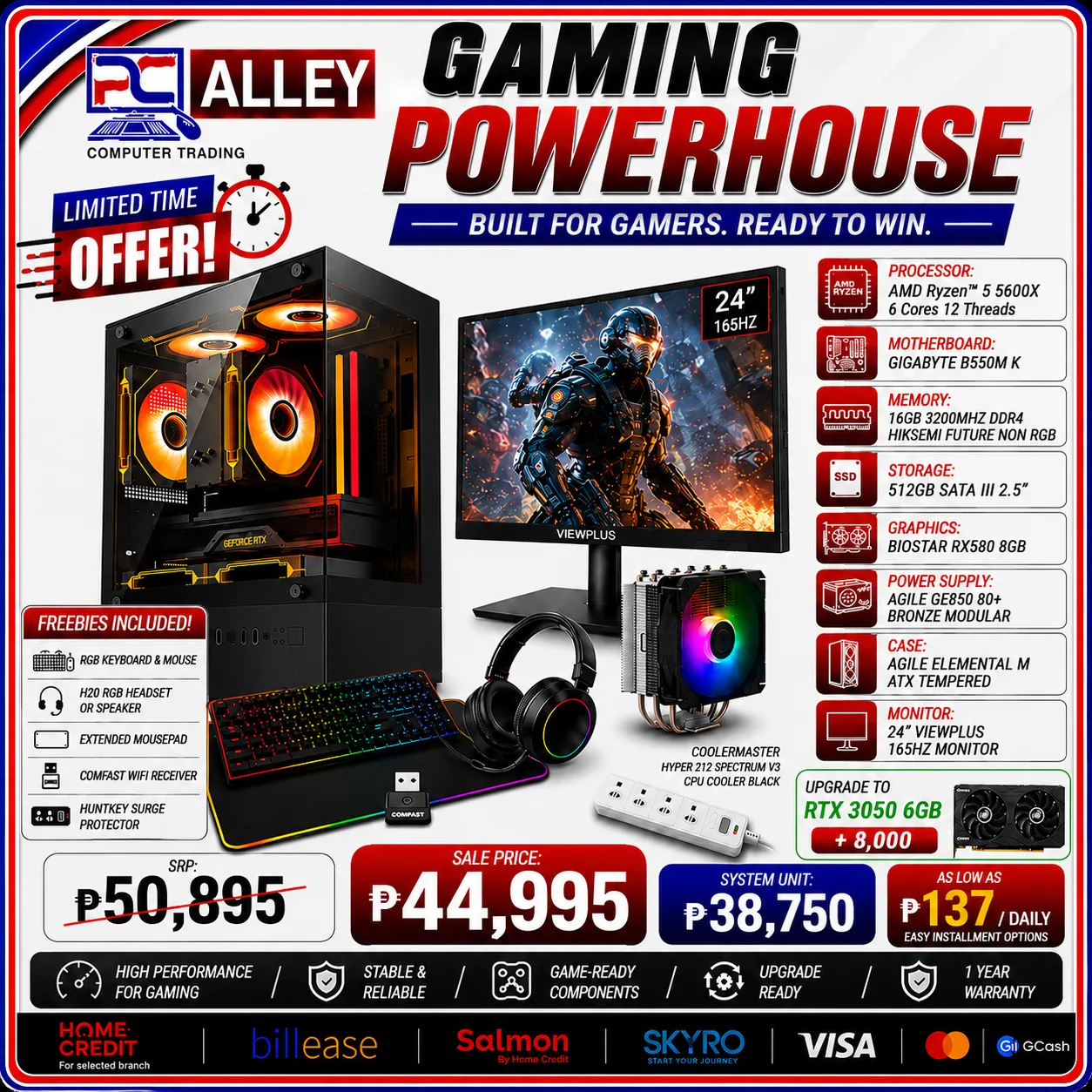 PC Alley Gaming Powerhouse – Ryzen 5 5600X with RX 580