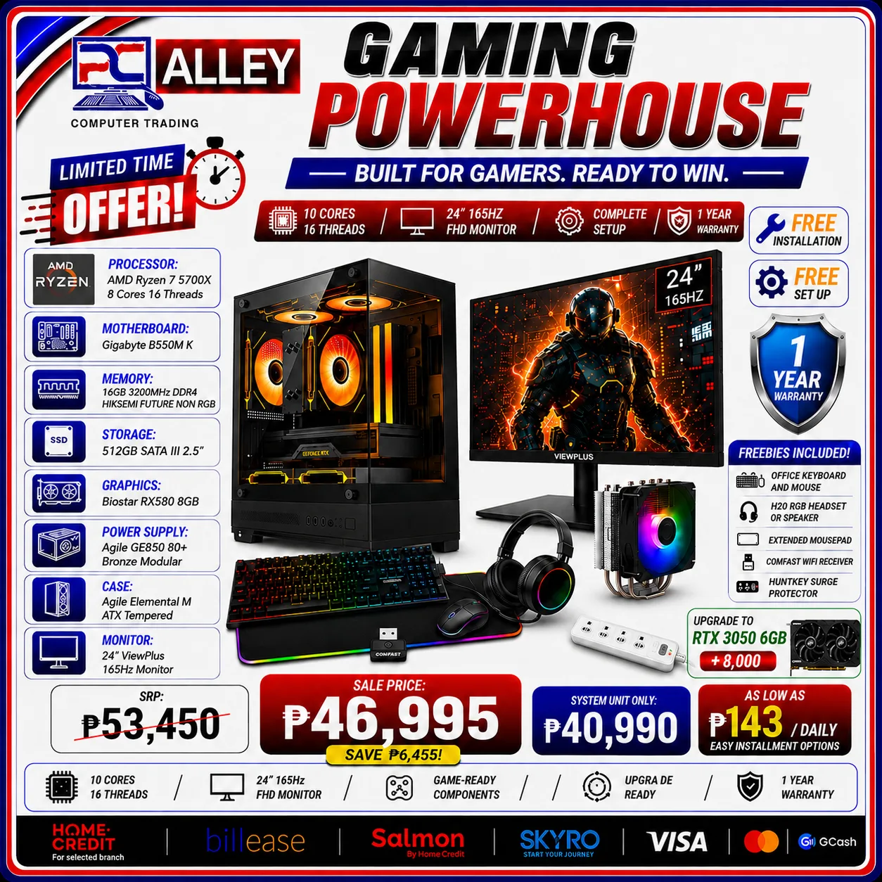 PC Alley Gaming Powerhouse – Ryzen 7 5700X with RX 580