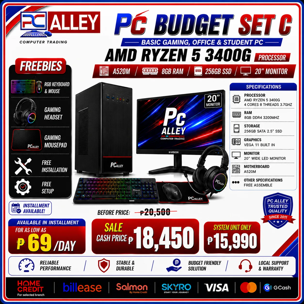 PC Alley Budget Set C – AMD Ryzen 5 3400G