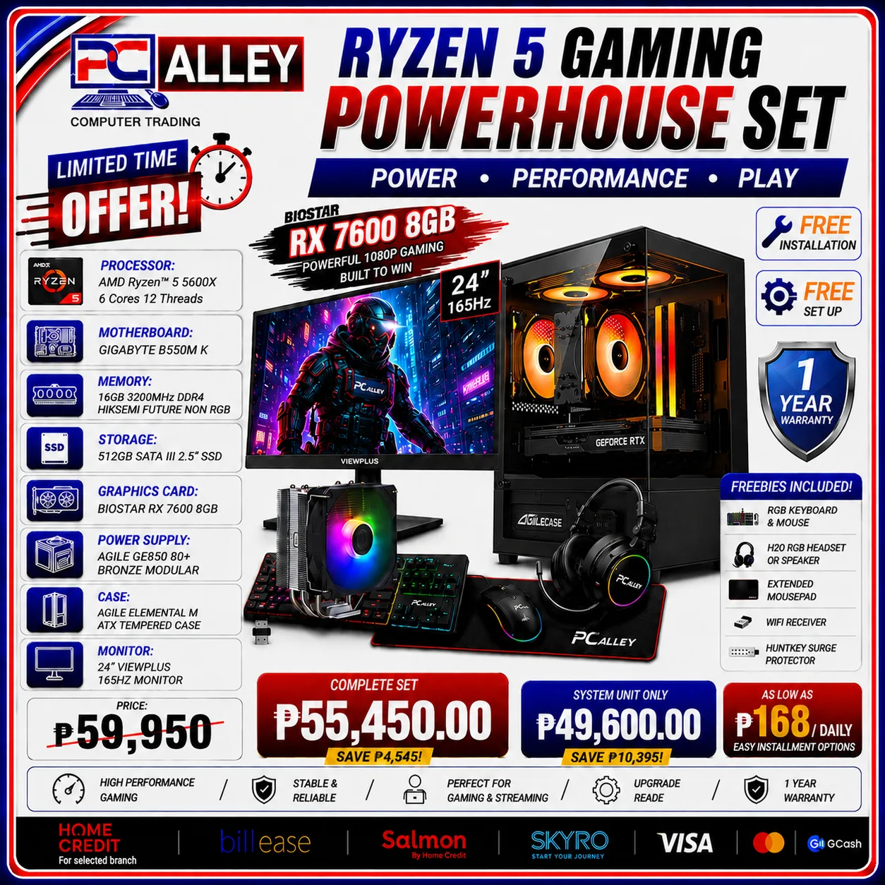 PC Alley Ryzen 5 Gaming Powerhouse – RX 7600 8GB