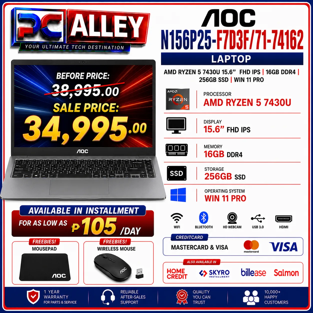 AOC N156P25-F7D3F/71-74162 Laptop